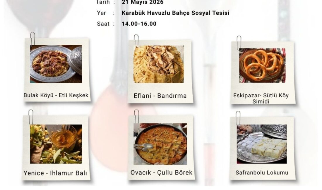 KARABÜK’TE TÜRK MUTFAĞI HAFTASI ETKİNLİĞİ DÜZENLENECEK Karabük’te, 21-27 Mayıs Türk Mutfağı Haftası kapsamında yöresel lezzetlerin tanıtılacağı